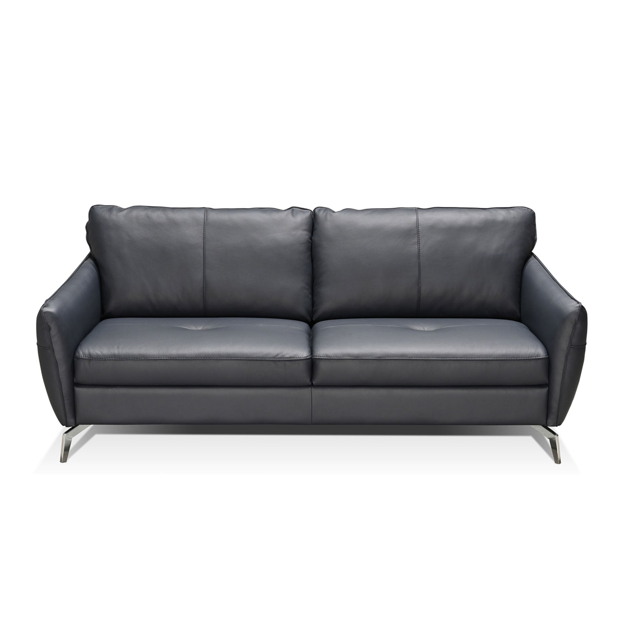 solar loveseat in blue top grain leather floor
