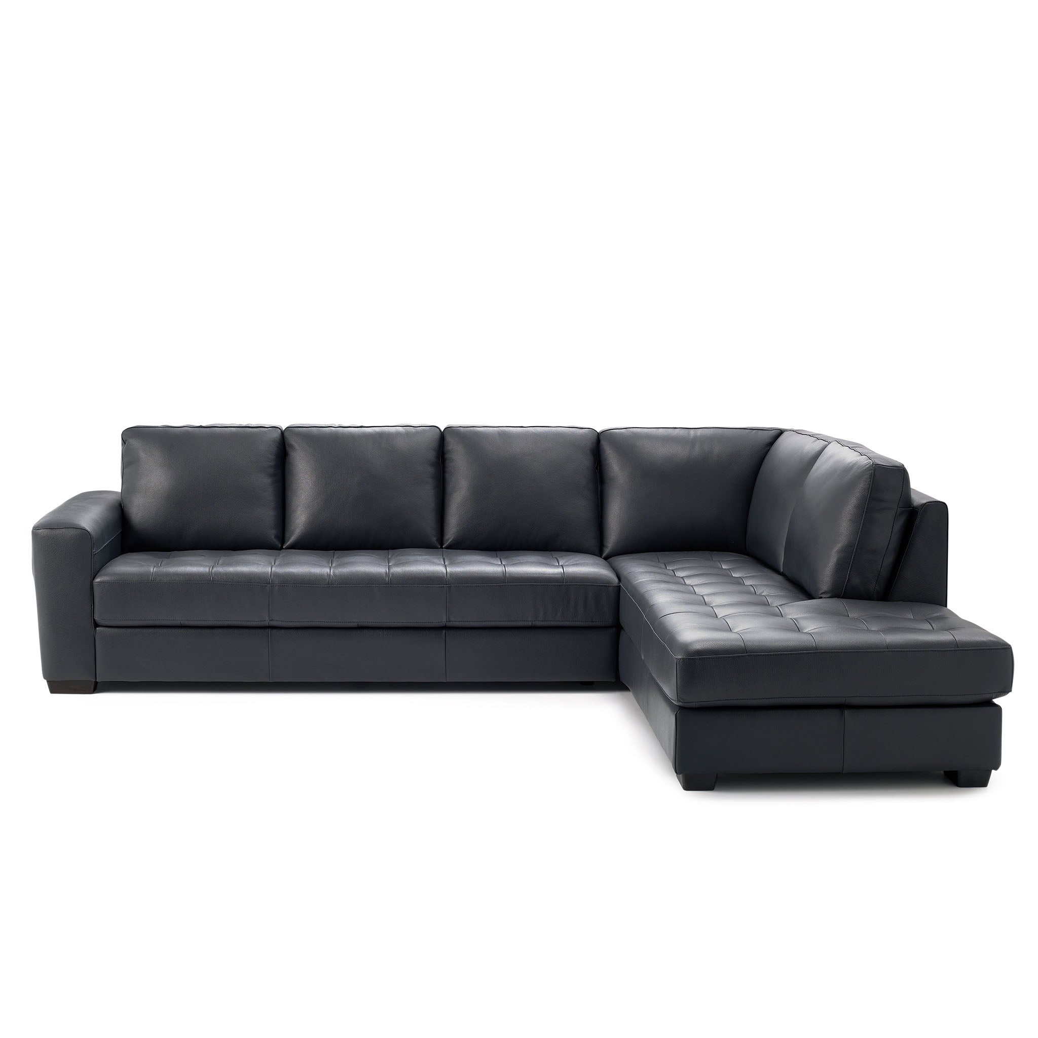 bellini sectional in blue top grain leather floor
