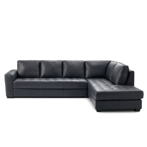 bellini sectional in blue top grain leather new