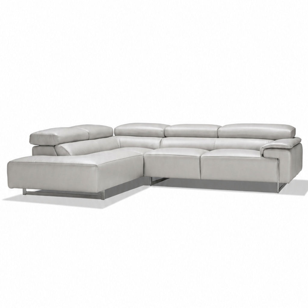 caprice sectional in grey top grain leather floor
