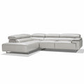 caprice sectional in grey top grain leather floor