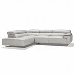 caprice sectional in grey top grain leather floor