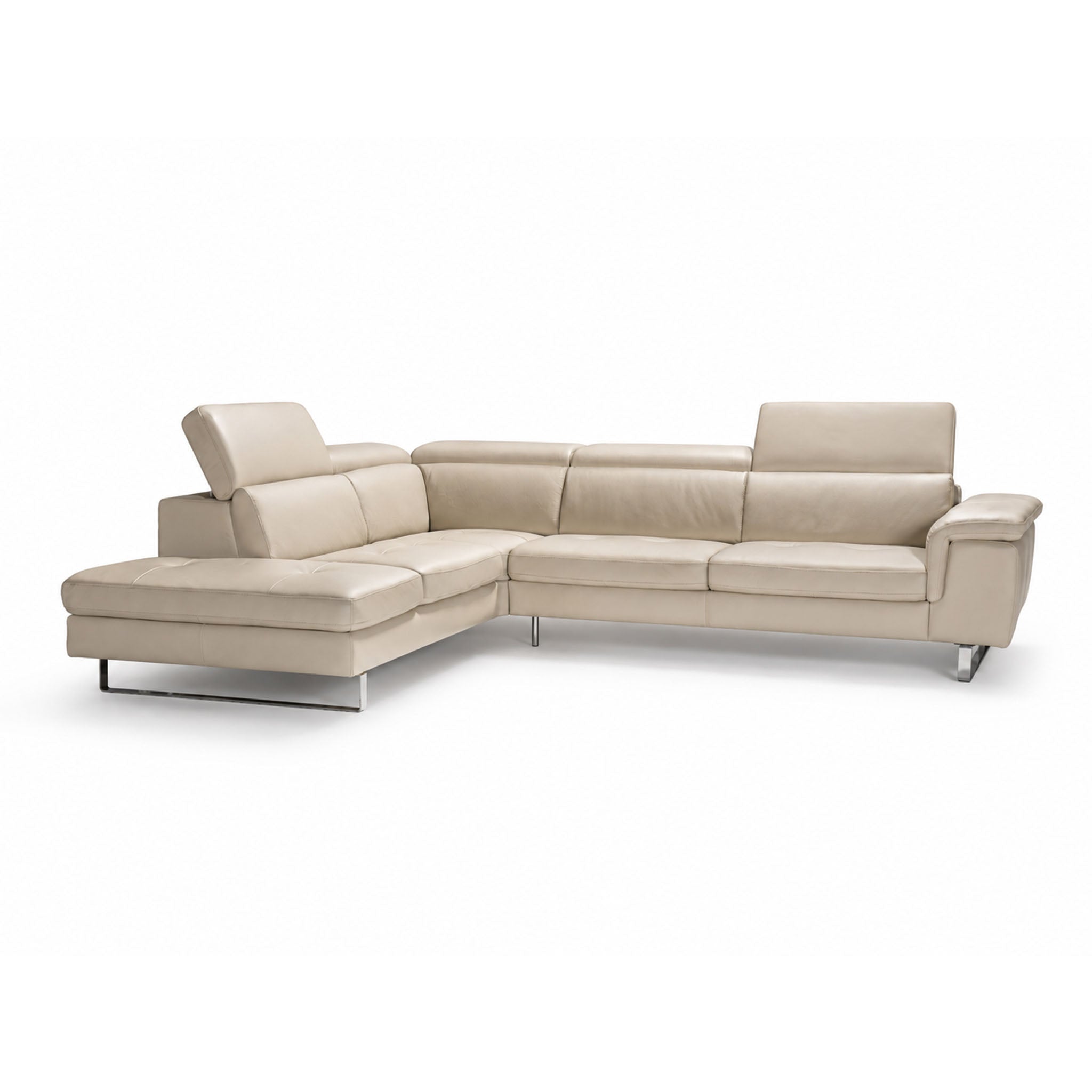 emma sectional in beige top grain leather new