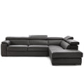 magnum sectional in grey top grain leather floor