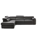 magnum sectional in grey top grain leather floor