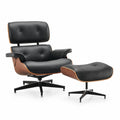 marlow recliner with ottoman in black top grain leather new