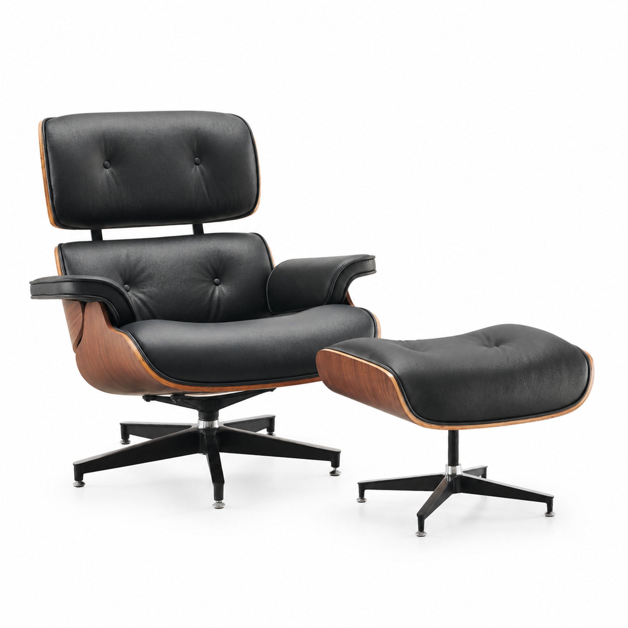 marlow recliner with ottoman in black top grain leather new