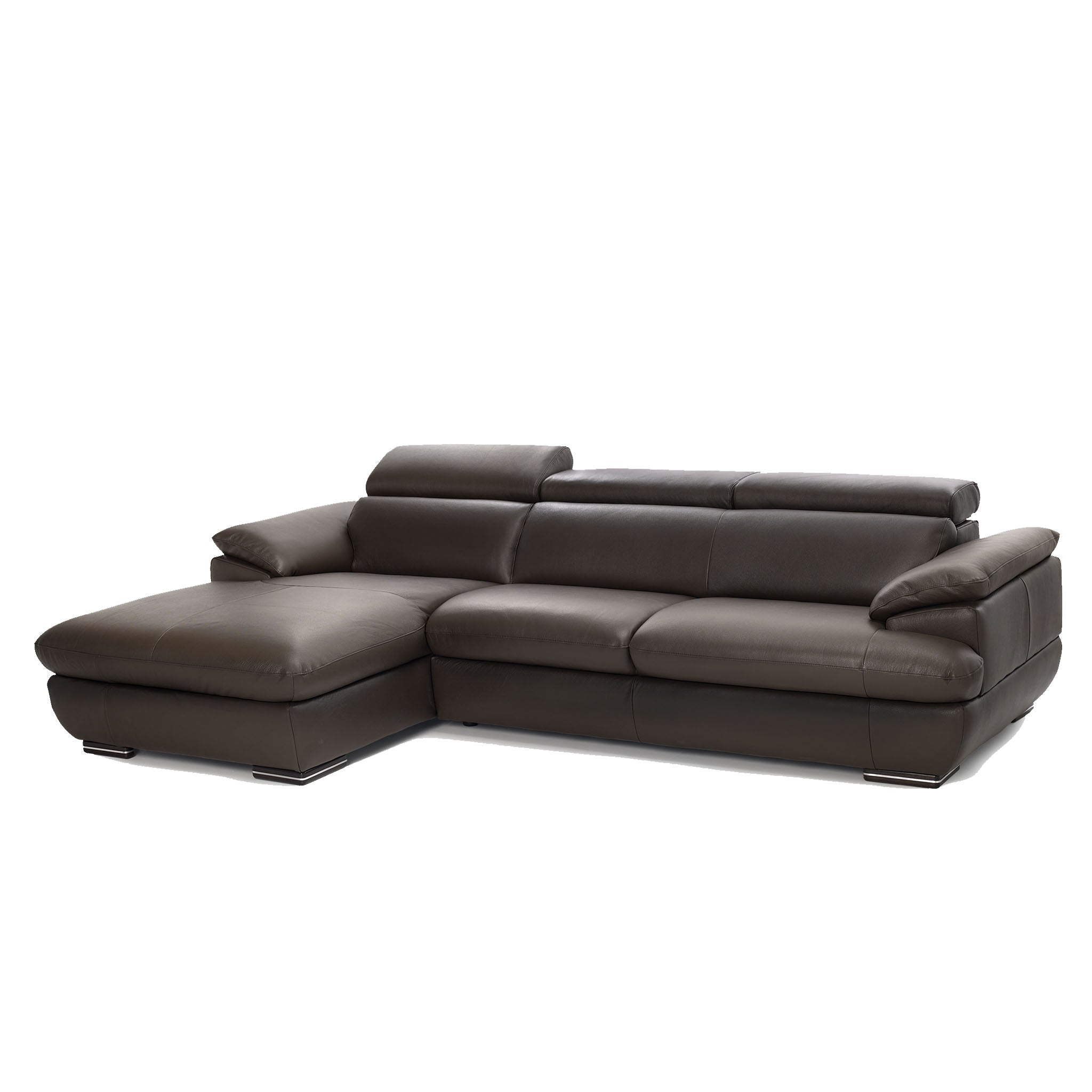 monza sectional in brown top grain leather floor