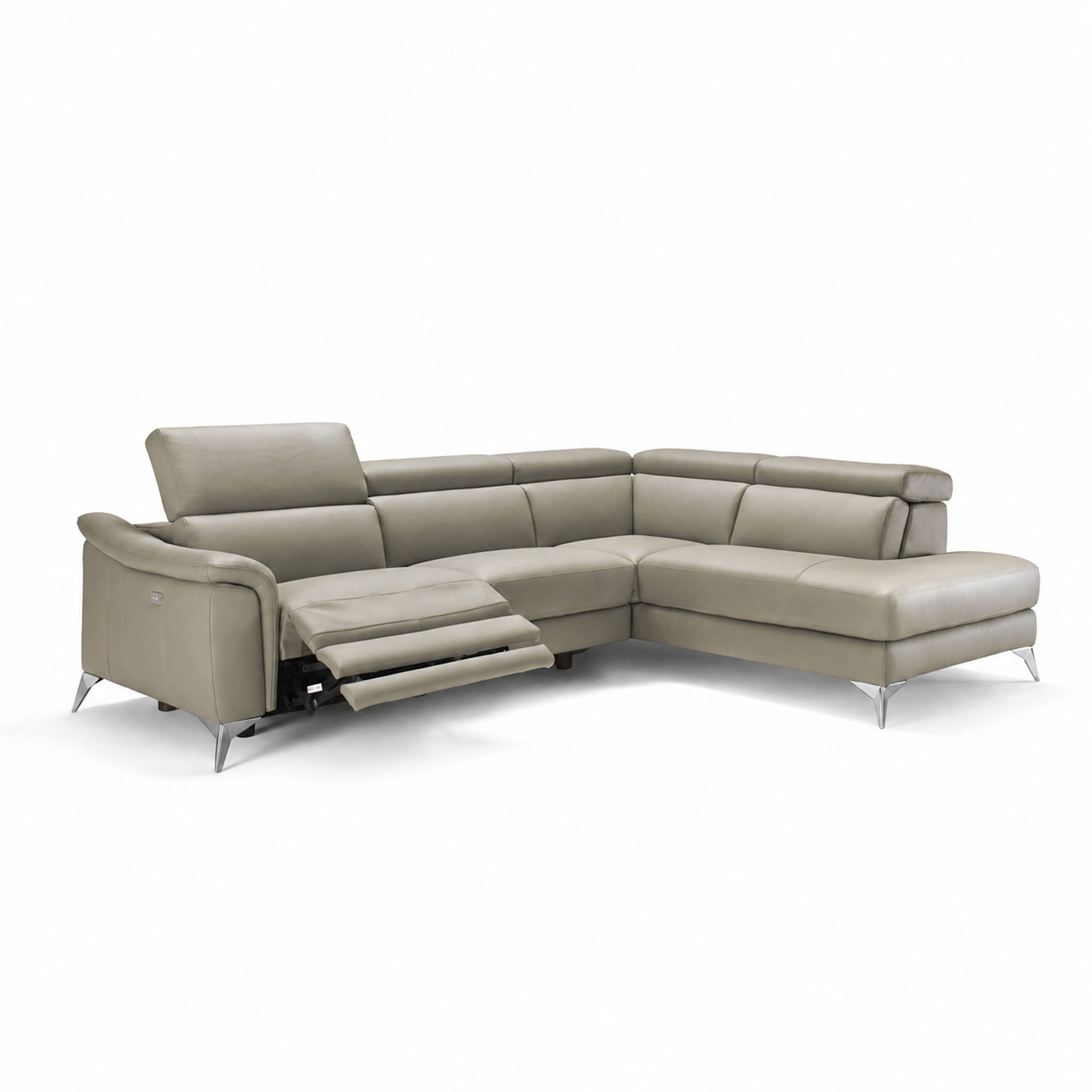montecarlo sectional in taupe top grain leather floor