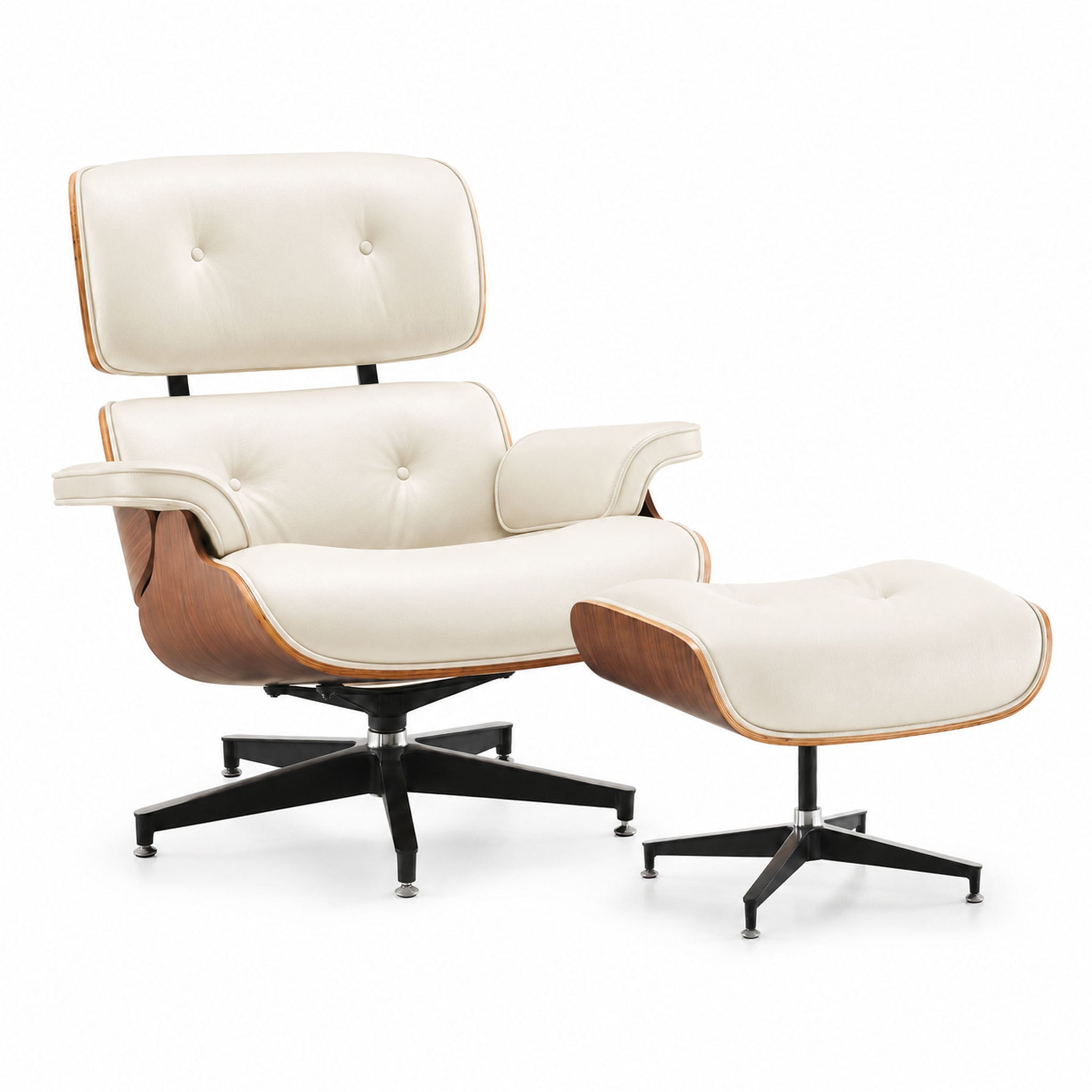marlow recliner with ottoman in white top grain leather new