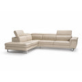 emma sectional in beige top grain leather floor