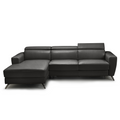 stelvio left facing chaise in grey top grain leather floor