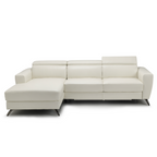 stelvio left facing chaise in white top grain leather floor