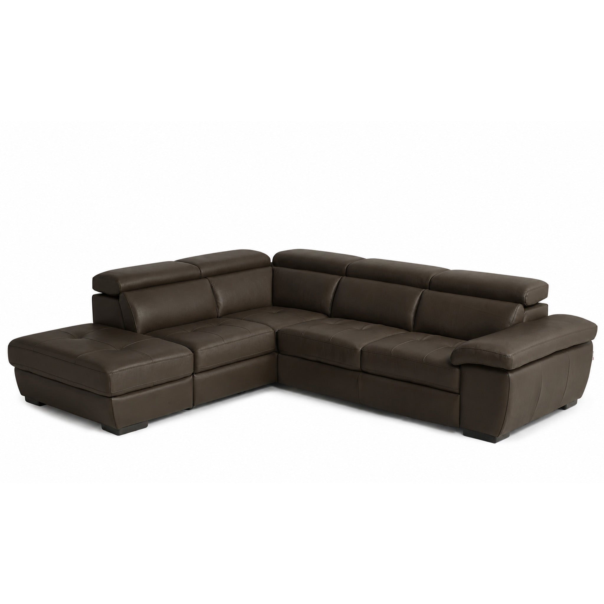viola sectional in brown top grain leather floor