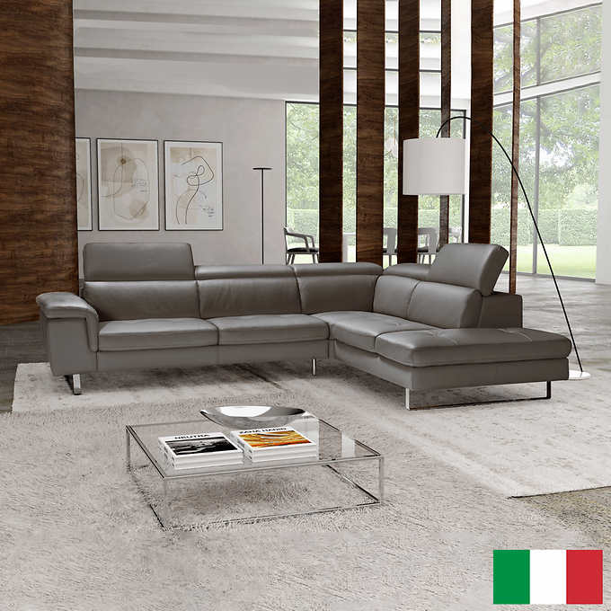 EM3157/EM3151 Contemporary 2-piece Top Grain Leather Sectional