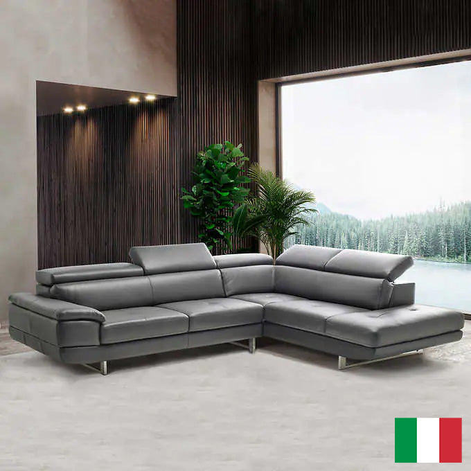 FL7307/FL7340 Contemporary Top Grain Leather Sectional