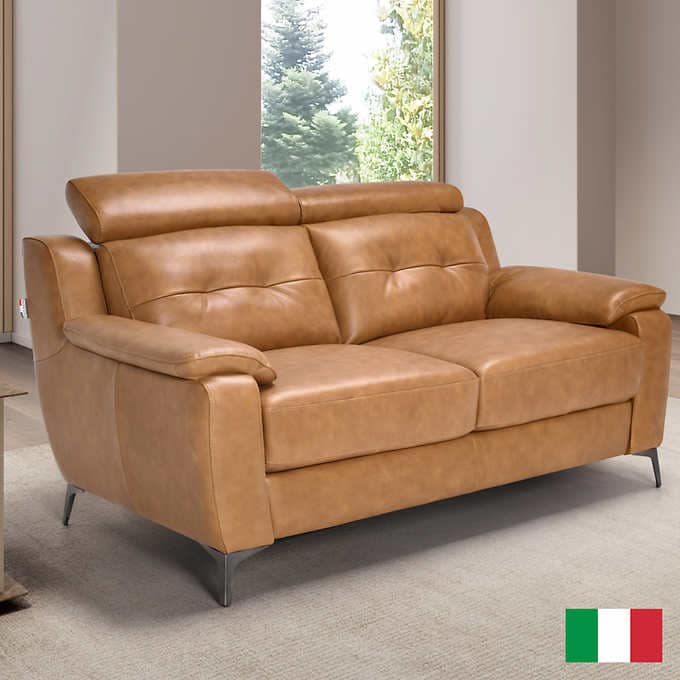 KI7370 Contemporary Top Grain Leather Loveseat