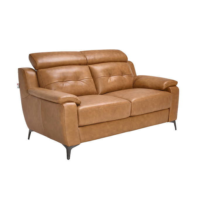 KI7370 Contemporary Top Grain Leather Loveseat