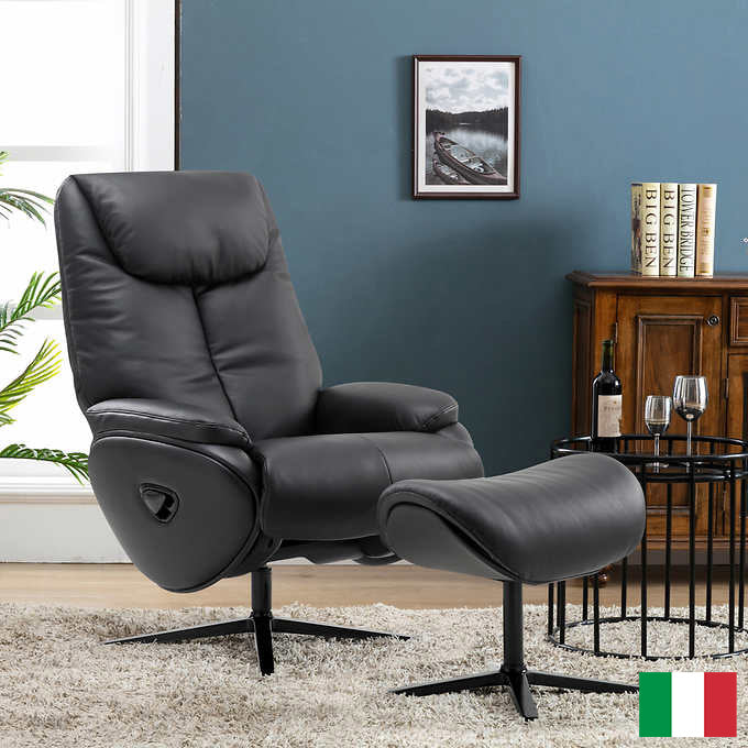 ZECH Top Grain Leather Recliner with Ottoman