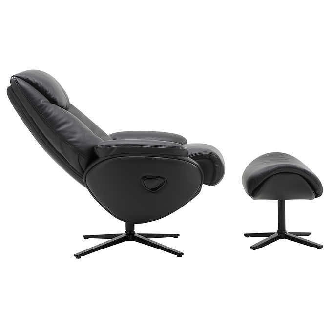 Top Grain Leather Recliner with Ottoman