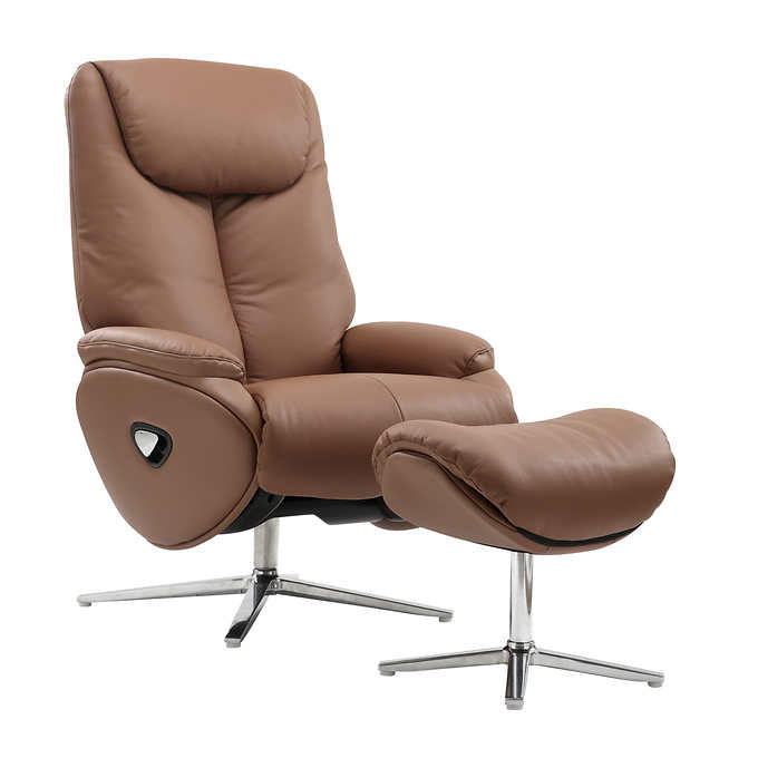 ZECH Top Grain Leather Recliner with Ottoman